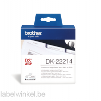 DK-22214 Doorlopende papier tape 12mm x 30,48m - wit - zelfklevend